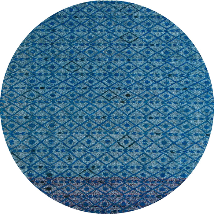 Round Machine Washable Abstract Blue Ivy Blue Rug, wshabs5183