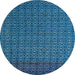 Round Machine Washable Abstract Blue Ivy Blue Rug, wshabs5183