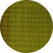 Round Machine Washable Abstract Yellow Modern Rug, wshabs5183yw