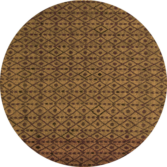 Round Machine Washable Abstract Orange Modern Area Rugs, wshabs5183org