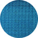 Round Abstract Light Blue Modern Rug, abs5183lblu