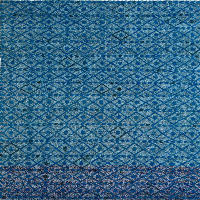 Square Machine Washable Abstract Blue Ivy Blue Rug, wshabs5183
