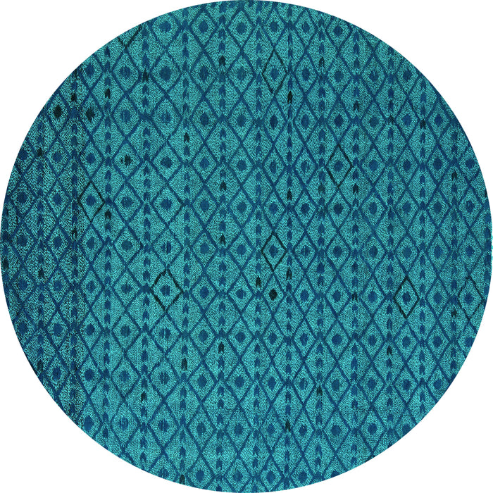 Round Abstract Turquoise Modern Rug, abs5183turq