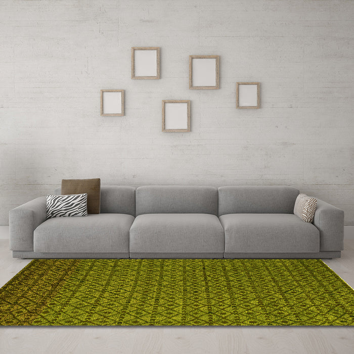 Machine Washable Abstract Yellow Modern Rug in a Living Room, wshabs5183yw