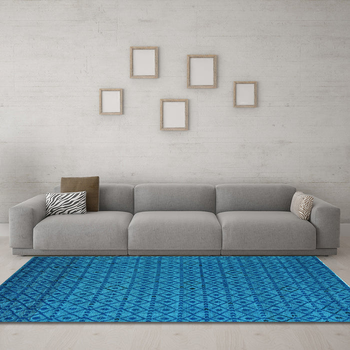 Machine Washable Abstract Light Blue Modern Rug in a Living Room, wshabs5183lblu