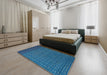 Abstract Blue Ivy Blue Modern Rug in a Bedroom, abs5183