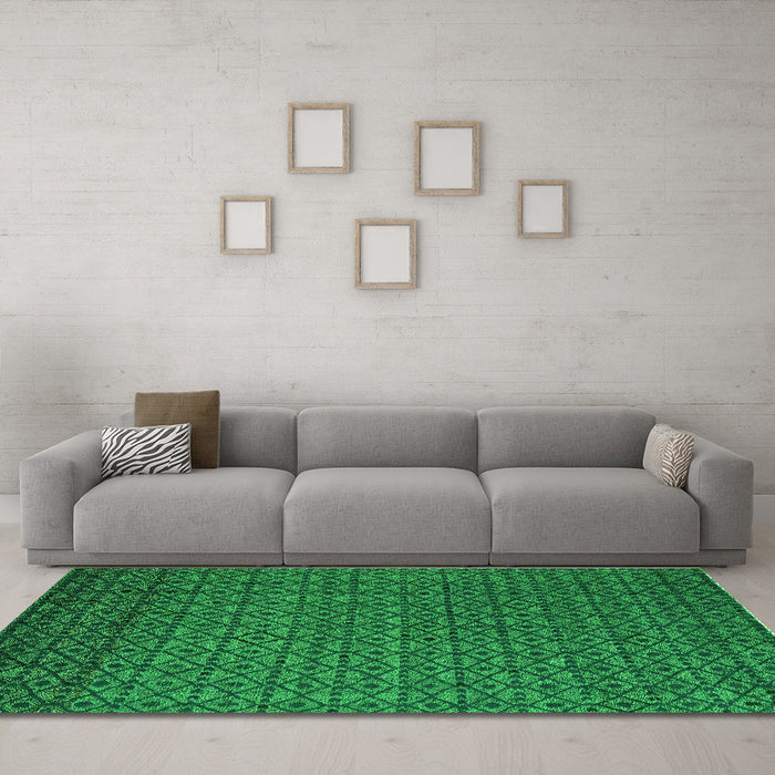 Machine Washable Abstract Green Modern Area Rugs in a Living Room,, wshabs5183grn
