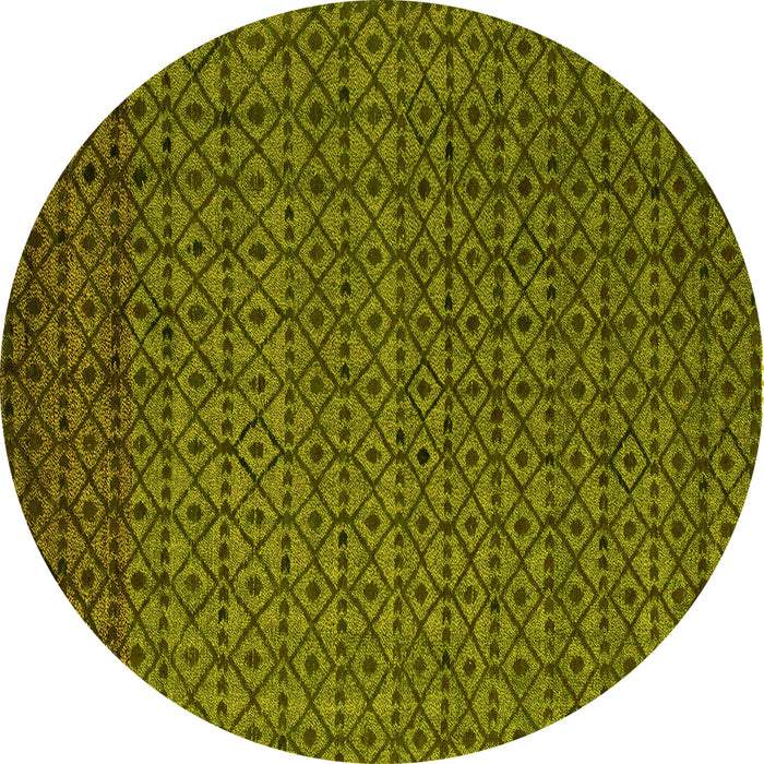Round Abstract Yellow Modern Rug, abs5183yw