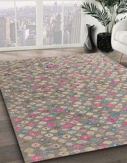 Abstract Mauve Taupe Purple Modern Rug in Family Room, abs5184