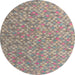 Round Machine Washable Abstract Mauve Taupe Purple Rug, wshabs5184