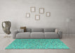 Machine Washable Abstract Turquoise Modern Area Rugs in a Living Room,, wshabs5184turq