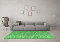 Machine Washable Abstract Emerald Green Modern Rug, wshabs5184emgrn