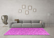 Machine Washable Abstract Pink Modern Rug in a Living Room, wshabs5184pnk