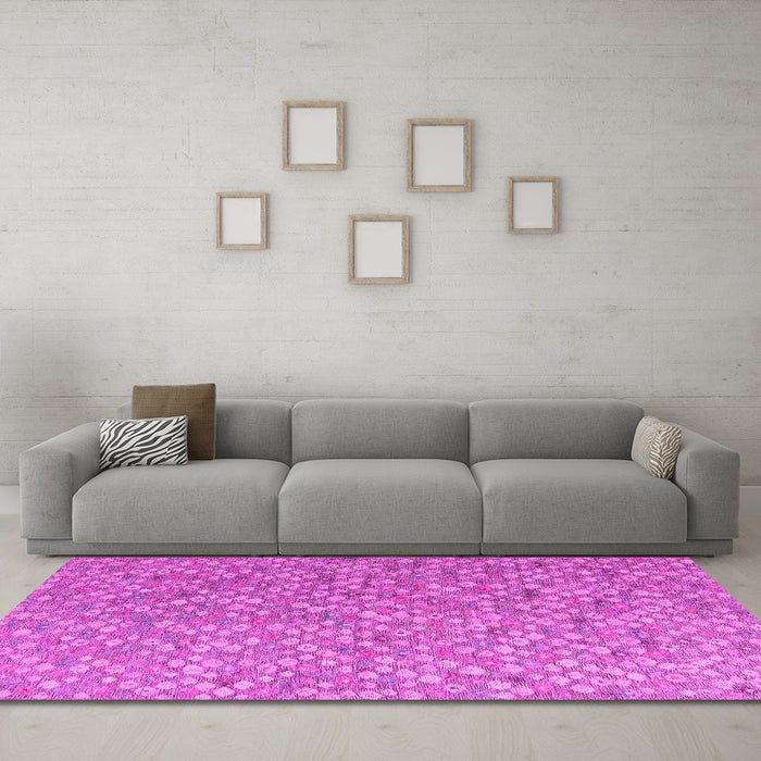 Machine Washable Abstract Pink Modern Rug in a Living Room, wshabs5184pnk