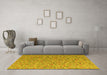Machine Washable Abstract Yellow Modern Rug in a Living Room, wshabs5184yw