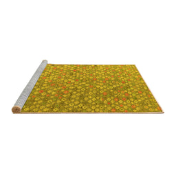 Sideview of Machine Washable Abstract Yellow Modern Rug, wshabs5184yw