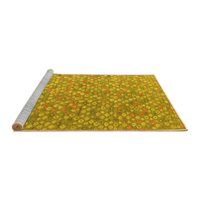 Sideview of Machine Washable Abstract Yellow Modern Rug, wshabs5184yw