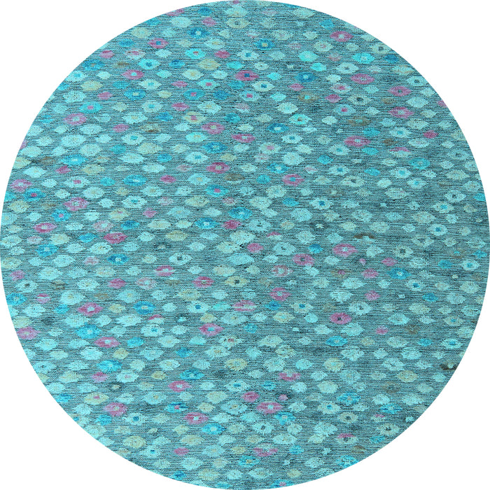Round Abstract Light Blue Modern Rug, abs5184lblu