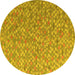 Round Machine Washable Abstract Yellow Modern Rug, wshabs5184yw