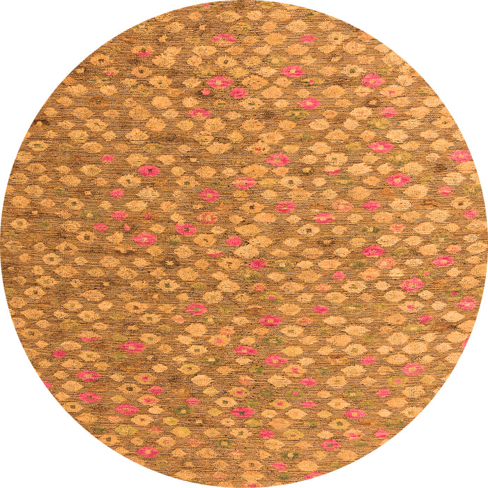 Round Abstract Orange Modern Rug, abs5184org