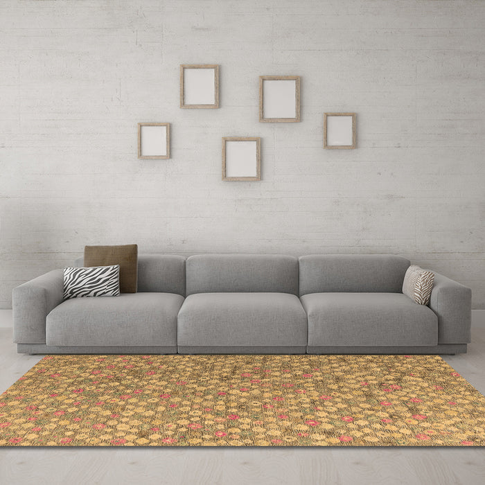 Machine Washable Abstract Brown Modern Rug in a Living Room,, wshabs5184brn