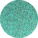 Round Abstract Turquoise Modern Rug, abs5184turq