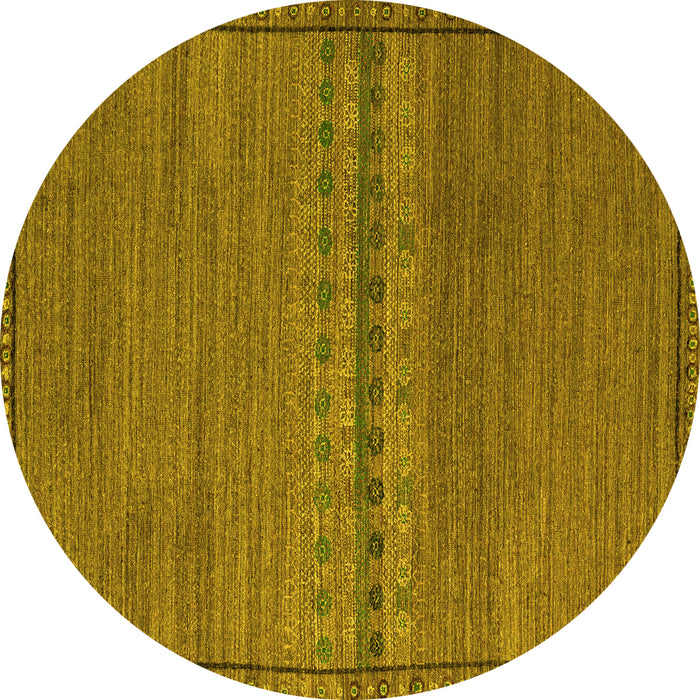 Round Machine Washable Abstract Yellow Modern Rug, wshabs5185yw