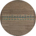 Round Abstract Dark Almond Brown Modern Rug, abs5185