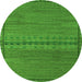 Round Machine Washable Abstract Green Modern Area Rugs, wshabs5185grn