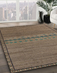 Abstract Dark Almond Brown Modern Rug, abs5185