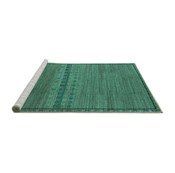 Sideview of Machine Washable Abstract Turquoise Modern Area Rugs, wshabs5185turq