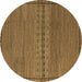 Round Abstract Brown Modern Rug, abs5185brn