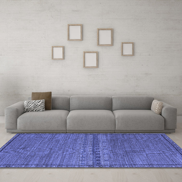 Machine Washable Abstract Blue Modern Rug in a Living Room, wshabs5185blu