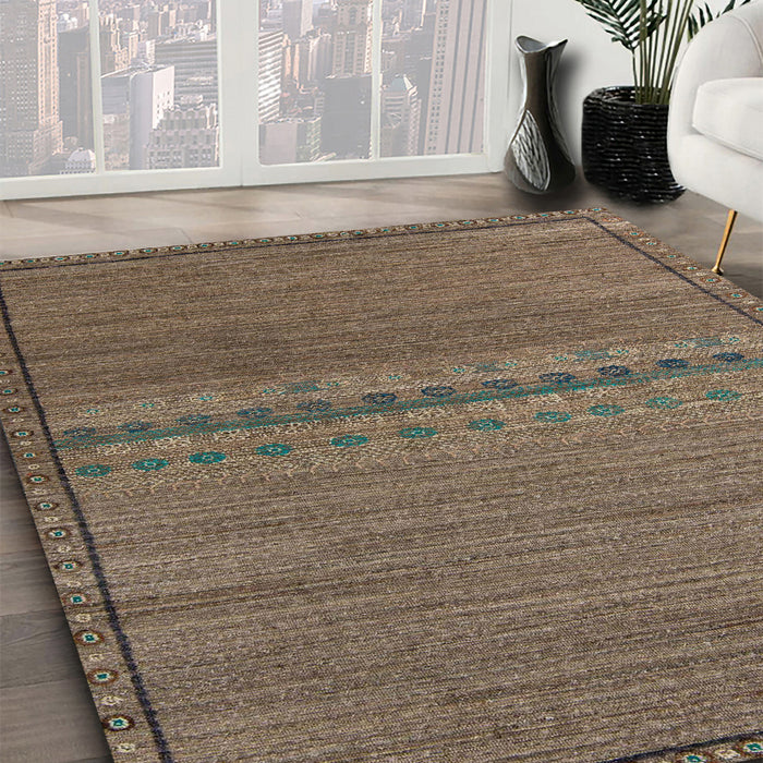 Abstract Dark Almond Brown Modern Rug in Family Room, abs5185