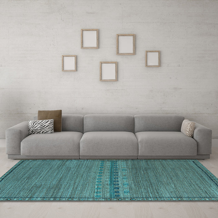 Machine Washable Abstract Light Blue Modern Rug in a Living Room, wshabs5185lblu