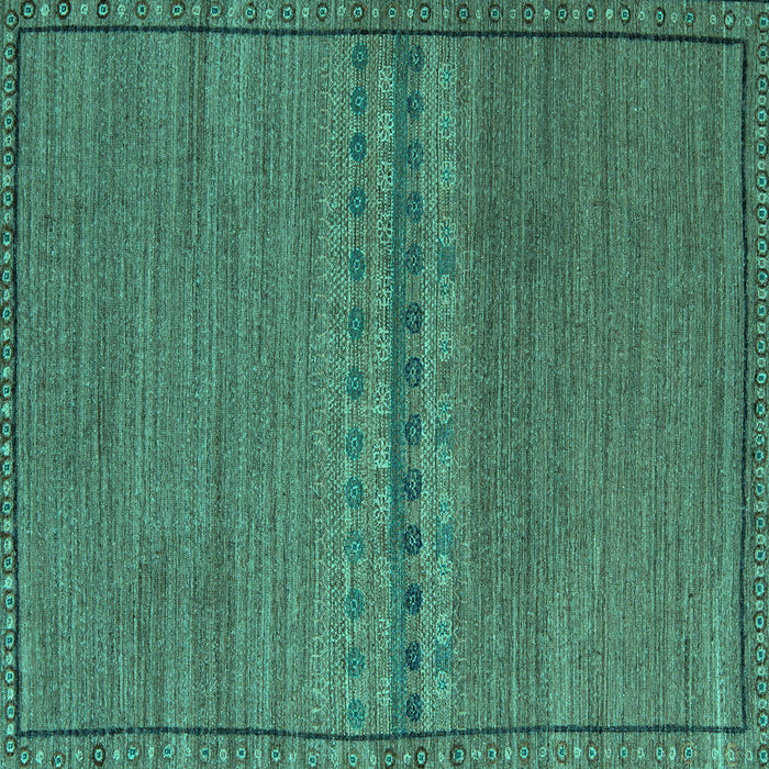 Square Machine Washable Abstract Turquoise Modern Area Rugs, wshabs5185turq