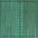 Square Machine Washable Abstract Turquoise Modern Area Rugs, wshabs5185turq