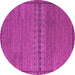 Round Machine Washable Abstract Pink Modern Rug, wshabs5185pnk