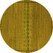 Round Abstract Yellow Modern Rug, abs5185yw