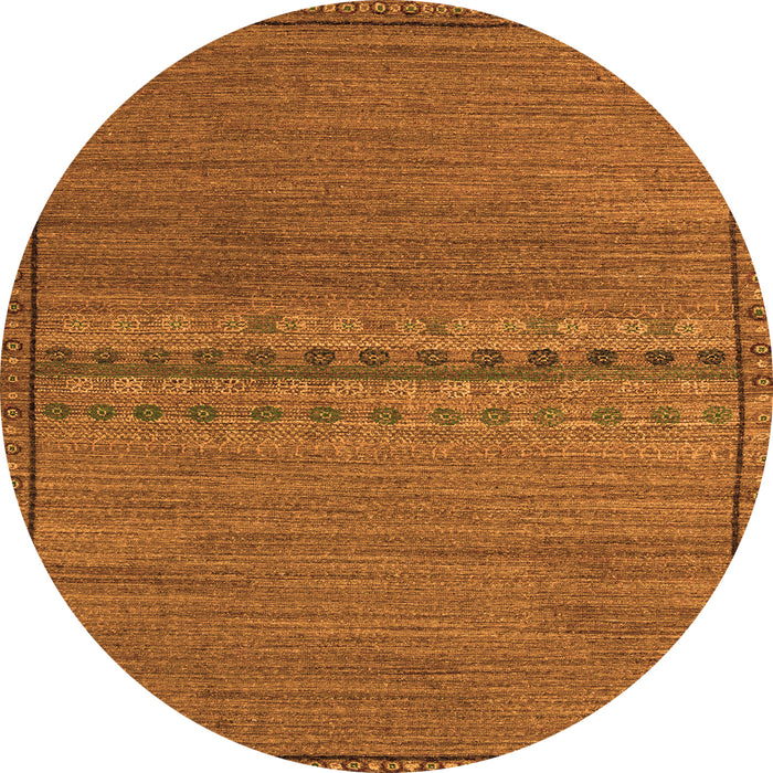 Round Machine Washable Abstract Orange Modern Area Rugs, wshabs5185org