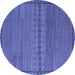 Round Abstract Blue Modern Rug, abs5185blu