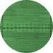 Round Abstract Emerald Green Modern Rug, abs5185emgrn