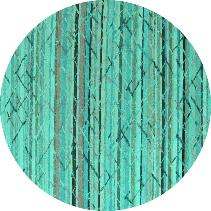 Round Abstract Turquoise Modern Rug, abs5186turq