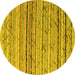 Round Machine Washable Abstract Yellow Modern Rug, wshabs5186yw