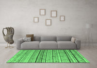 Machine Washable Abstract Emerald Green Modern Rug, wshabs5186emgrn