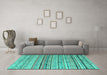 Machine Washable Abstract Turquoise Modern Area Rugs in a Living Room,, wshabs5186turq