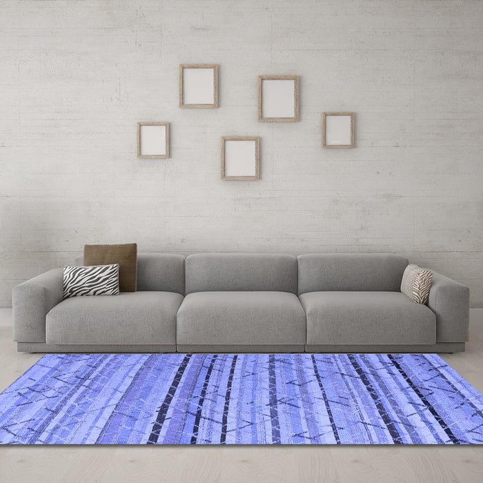 Machine Washable Abstract Blue Modern Rug in a Living Room, wshabs5186blu