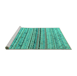 Sideview of Machine Washable Abstract Turquoise Modern Area Rugs, wshabs5186turq