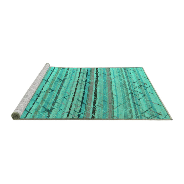 Sideview of Machine Washable Abstract Turquoise Modern Area Rugs, wshabs5186turq