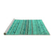 Sideview of Machine Washable Abstract Turquoise Modern Area Rugs, wshabs5186turq